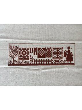 Wash Day Finished Counted Cross Stitch Silhouette Vintage Whimsical Quilts